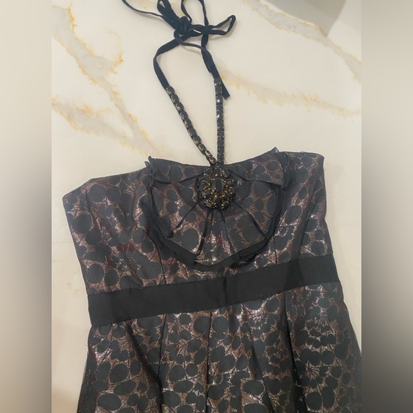 BCBGeneration MAXAZRIA Mini Halter Dress, Black jewelled and velvet halter tie - Picture 8 of 12